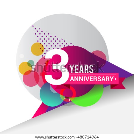  3  Years  Anniversary  Logo Colorful Geometric Stock Vector 