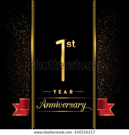 One Year Anniversary Celebration Logotype 1st Stock Vector ...