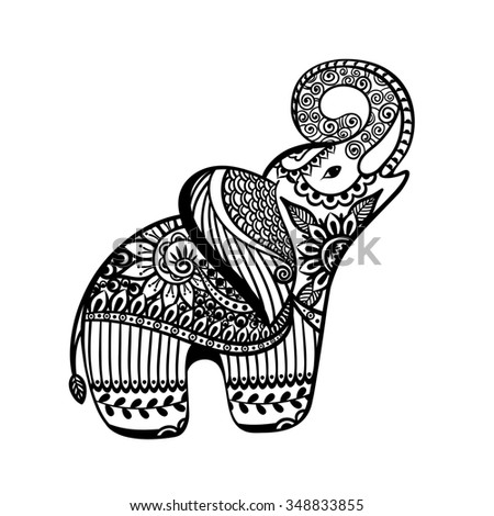 Set Hand Drawn Stylized Elephants Decorative Stock Vector 373061833 ...