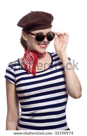https://thumb7.shutterstock.com/display_pic_with_logo/381634/381634,1245253442,1/stock-photo-beautiful-girl-with-red-bandana-beret-and-striped-shirt-in-a-classic-s-french-look-32198974.jpg