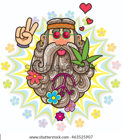 Cartoon Illustration Hippie Stock Vector 463525907 - Shutterstock