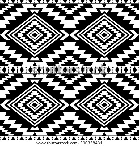 Seamless Black White Aztec Print Pattern Stock Vector 159634541 ...