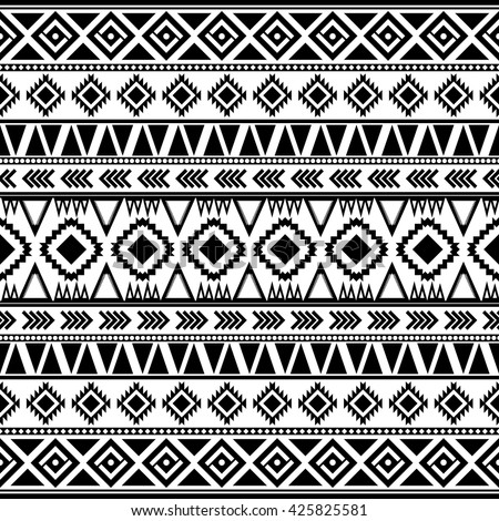 Tribal Seamless Pattern Aztec Black Signs Stock Vector 137757806 ...