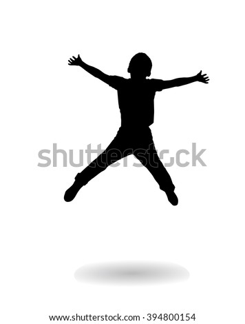 Happy Boy Jumping Vector Illustration Black Stock Vector 394800154 ...