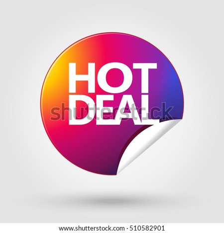 Hot Deal icon. Sale tag. Sale sticker. Label. Hot Price sign Instagram logo color. 2017 Sale discount banner. Marketing. Vector Shopping. Sale discount - sticker with shadow. Advertising. Girl. Offer