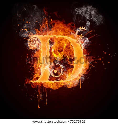 Fire Swirl Letter D - stock photo