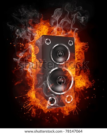 Illustration Of The Speaker Enveloped In Flames Isolated On Black Background Illustration Of The Speaker Enveloped In Flames Isolated On Black Background