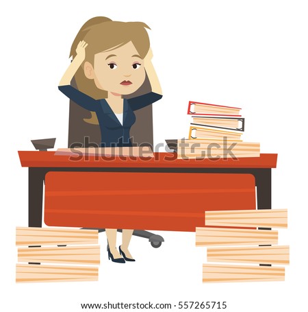 Hard Work Cartoon Businessman Accounting Office Stock Vector 220298302 ...