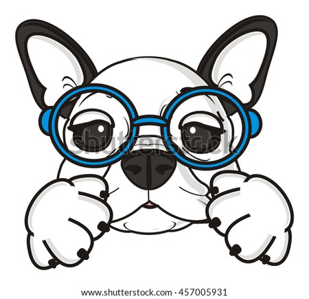 White Muzzle French Bulldog Puppy Sunglasses Stock Illustration ...