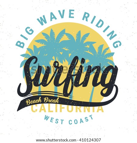Vintage Retro Surfing Tee Print Palms Stock Vector ...
