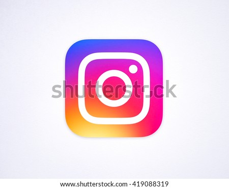BANGKOK, THAILAND - May 12, 2016 - New Instagram logo 2016 camera icon symbolic with colorful new design, Printed on white paper. Instagram is a popular social networking for sharing photos and videos