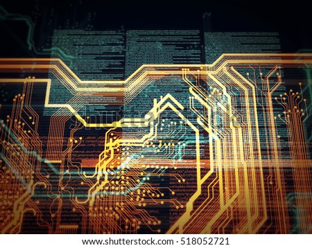 Circuit Board Futuristic Server Code Processing Stock Illustration 