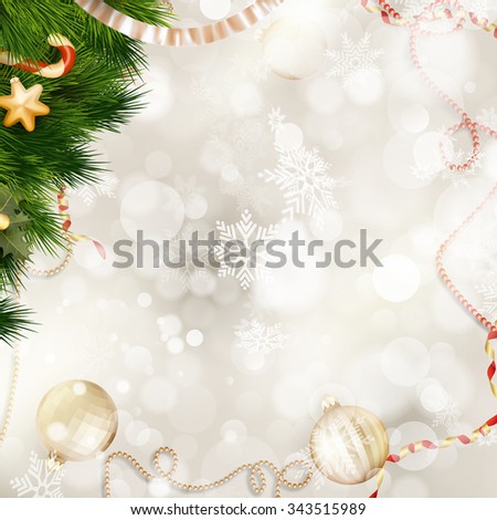 Christmas background with golden baubles. EPS 10 vector file included