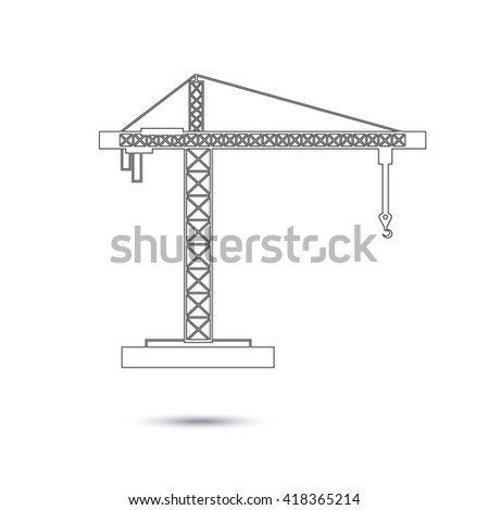 Heavy Industry Construction Crane Drawing Linear Stock Vector 418365214 ...