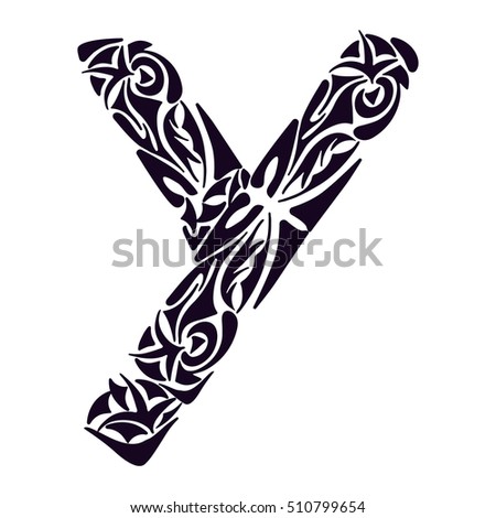 Tribal Capital Letter Y Vector Illustration For Coloring Page Tattoos