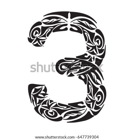 polynesian tattoo numeral boho number three stock vector 647739304 polynesian tattoo numeral boho number three stock vector 647739304