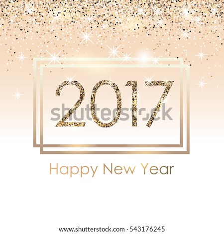 Vector 2017 background with golden sparkling glitter