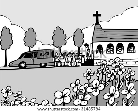 Funeral Gray Day Cartoon People Carrying Stock Illustration 31485784