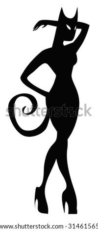 Illustrated Silhouette Sexy Cat Woman Stock Illustration 31461574 ...