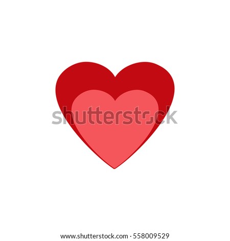 Heart two isolated. Red sign on white background. Romantic silhouette symbol linked, join, love, passion and wedding. Colorful mark of valentine and women day. Design element. illustration