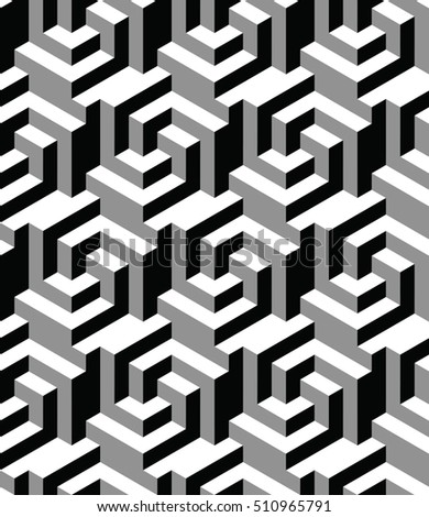 Abstract Black White 3d Geometric Seamless Stock Vector 510965791 ...