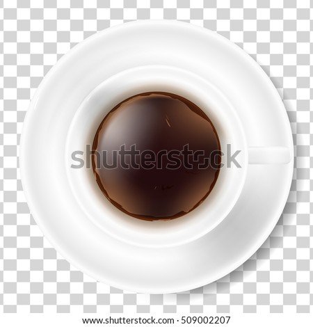 White Cup Of Black Coffee With Foam And Saucer Isolated On Transparent Background Top View White Cup Of Black Coffee With Foam And Saucer Isolated On Transparent Background Top View