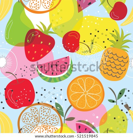 Seamless fruit pattern with colorful design