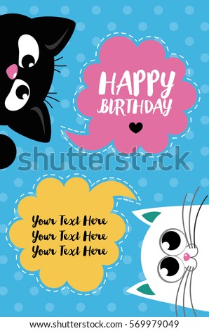 Cute creative cards templates with Happy birthday theme design. Hand Drawn card for birthday, anniversary, party invitations, scrapbooking. Vector illustration