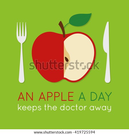 An Apple Day Keeps Doctor Away Stock Vector 419725594 - Shutterstock