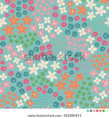 Cute Ditsy Floral Pattern Background Stock Vector ...