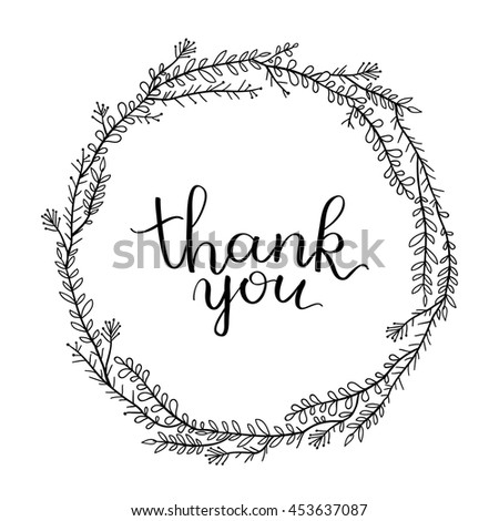 Floral Wreath Handwritten Inscription Thank You Stock Vector 453637087 ...