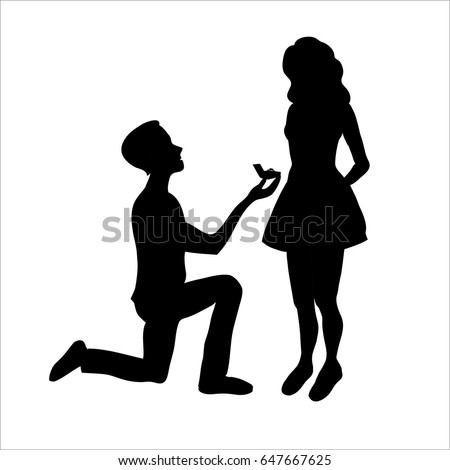 Silhouettes Man Proposing Woman While Standing Stock Vector 68852335 ...