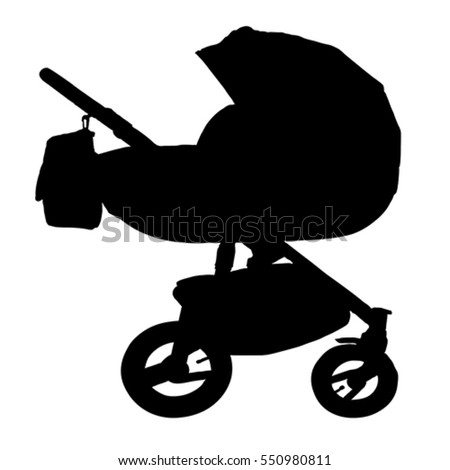 baby carriage silhouette isolated stroller vector