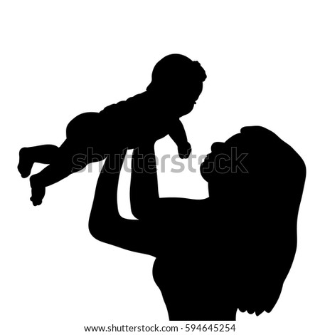 Vector Silhouette Mother Baby Motherhood Hands Stock Vector 594645254 ...