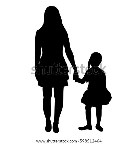 Download Vector Isolated Silhouette Mother Daughter Stock Vector ...