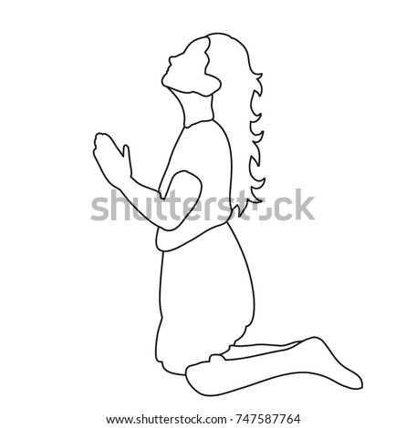 Vector Sketch Child Praying Stock Vector 747587764 - Shutterstock