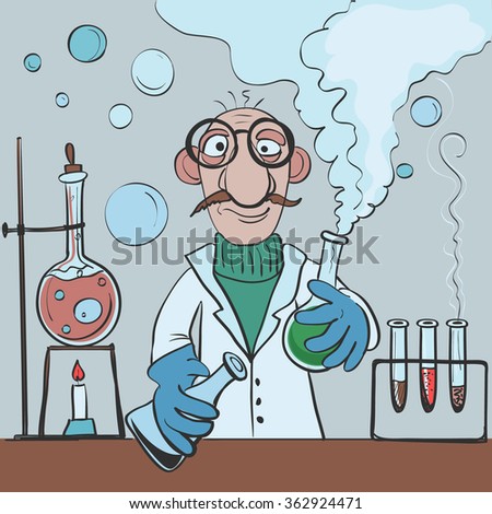 Vector Illustration Cartoon Character Scientist Laboratory Stock Vector ...