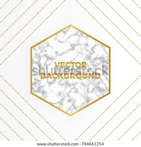 Vector Marble Background With Gold Glitter Lines Geometric Shapes Template For Your Designs