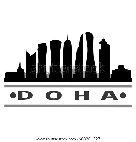 Doha Skyline Silhouette City Vector Design Stock Vector 688201327 ...