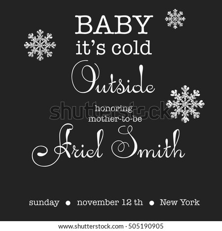 Baby Shower Vector Blue Invitation Template Stock Vector 436541611 Shutterstock Baby It S Cold Outside Invitation Template