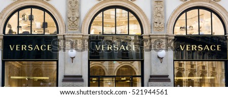 Milano Italy 24 November 2016: Versace boutique in Milan. Versace is an Italian fashion company and trade name founded by Gianni Versace in 1978.