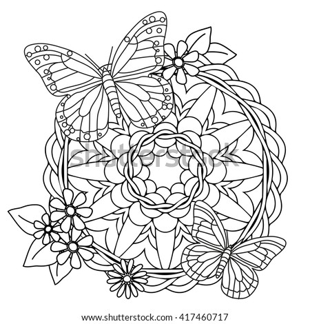 Download Spring Mandala Butterflies Stock Vector 417460717 ...