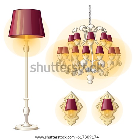 Set Vintage Source Interior Lighting Isolated Stock Vector 617309174 ... Set Vintage Source Interior Lighting Isolated Stock Vector 617309174 ...
