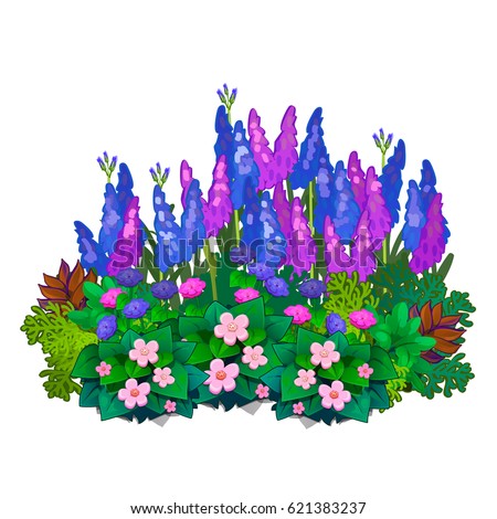 Flower Bed Bright Colored Flowers Isolated Stock Vector 621383237