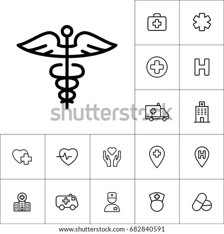 thin line caduceus icon on white background