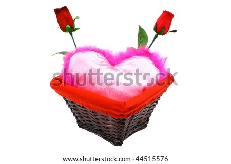 A Valentines Basket With A Pillow And Two Roses Quot Hawkins Day Quot Stock Images Royalty Free Images