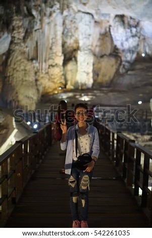 Quang Binh, Vietnam - 12th December 2016 - Paradise cave (or Thien Duong cave) is a cave in Phong Nha Ke Bang National Park, UNESCO's World Heritage Site