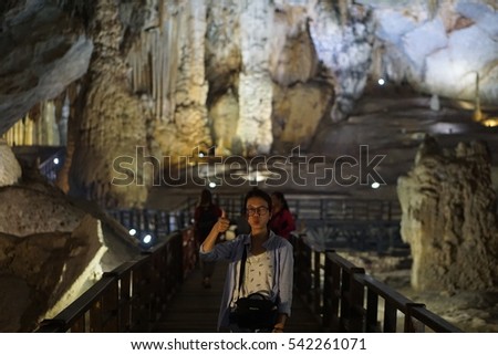 Quang Binh, Vietnam - 12th December 2016 - Paradise cave (or Thien Duong cave) is a cave in Phong Nha Ke Bang National Park, UNESCO's World Heritage Site