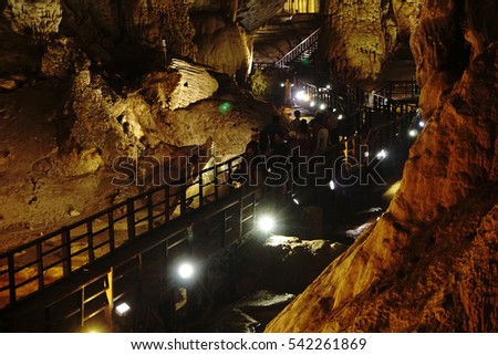 Quang Binh, Vietnam - 12th December 2016 - Paradise cave (or Thien Duong cave) is a cave in Phong Nha Ke Bang National Park, UNESCO's World Heritage Site