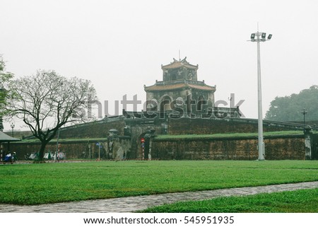 Hue, Vietnam - 10th December 2016 - Hue Imperial, a walled fortress and palace in the city of Hue, the former imperial capital of Vietnam. A well-known destination for travelers